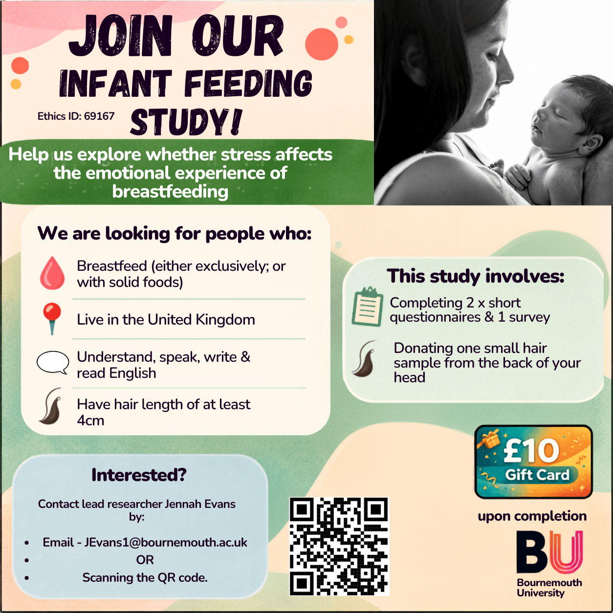 Bournemouth University infant feeding study recruitment poster